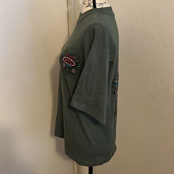 Vintage Gotcha Big Kids Green Graphic Design Pullover Shirt Casual - Picture 2 of 14